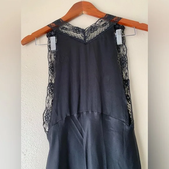 ❌SOLD❌Nasty Gal Black Satin Trim Lace Slip Dress Size Small - Picture 8 of 13